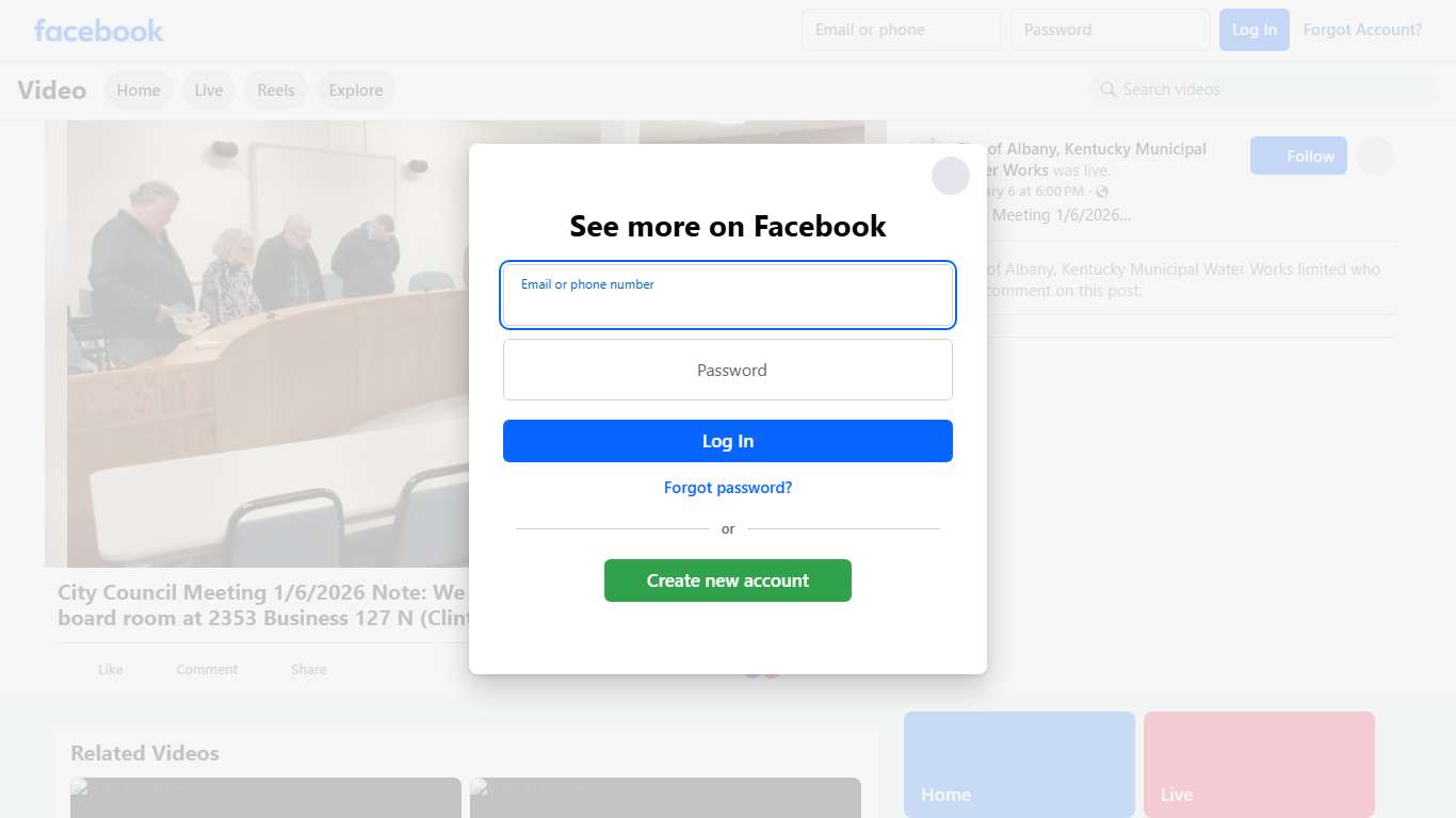 City Council Meeting 1/6/2026 Note: We are meeting in the old school board room at 2353 Business 127 N (Clinton County Adult Education, in front of Clinton County Middle School). Sound quality may be different than you are used to. City of Albany, Kentucky Municipal Water Works Facebook